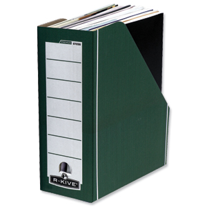 R-Kive Premium Magazine File Fastfold A4 Plus Green and White Ref 0723006 [Pack 10] Ident: 175B