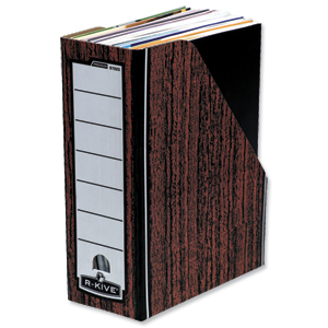 R-Kive Premium Magazine File Fastfold A4 Plus Woodgrain Ref 0723302 [Pack 10]