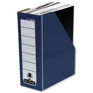 R-Kive Premium Magazine File Fastfold A4 Plus Blue and White Ref 0722906 [Pack 10]
