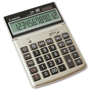 Canon TS-1200TCG Calculator Desktop Battery/Solar Tax 12 Digit Grey Gold Ref 2499B001AA/4AA