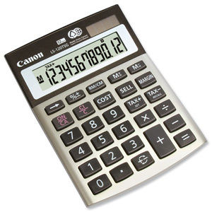 Canon LS-120TSG Calculator Desktop Battery/Solar Tax 12 Digit 1 Memory Key Grey Gold Ref 3813B001AA/ 3AA