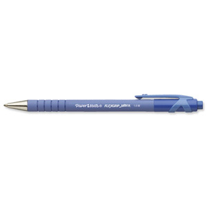 Paper Mate Flexgrip Retractable Ball Pen Medium 1.0mm Tip 0.4mm Line Blue Ref S0190433 [Pack 12]