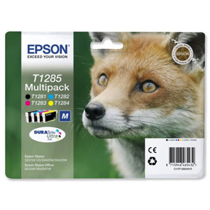 Epson T1285 Inkjet Cartridge DURABrite Fox 16.4ml Black/Cyan/Magenta/Yellow Ref C13T12854010 [Pack 4] Ident: 805B