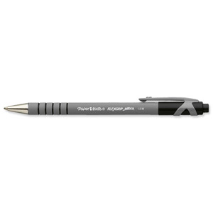 Paper Mate Flexgrip Retractable Ball Pen Medium 1.0mm Tip 0.4mm Line Black Ref S0190393 [Pack 12] Ident: 79A