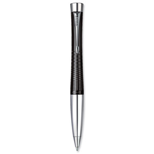 Parker Premium Urban Ball Pen Twist-action 1mm Line Ebony Lacquer and Chrome Trim Ref S0911500 Ident: 88B