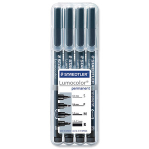 Staedtler Lumocolor Permanent Marker Nibs Bullet 0.4/0.6/1.0mm Chisel 1.0-2.5mm Ref 31-9 WP4GS [Pack 4]