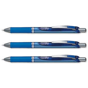 Pentel Energel Xm Gel Rollerball Retractable Pen 0.5mm Tip 0.25mm Line Blue Ref BLN75-C [Pack 12]
