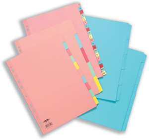 Concord Subject Dividers 230 Micron Reinforced 5-Part A4 Assorted Ref 77099/70 Ident: 244E