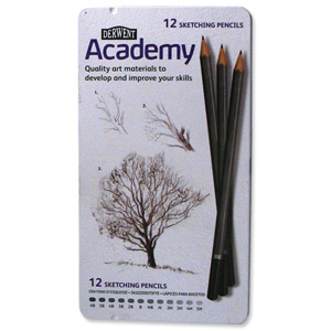 Derwent Academy Sketching Pencils 6B - 5H Ref 2301946 [Pack 12] Ident: 106B