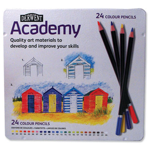 Derwent Academy Colouring Pencils High -quality Pigments Assorted Ref 2301938 [Pack 24] Ident: 106C