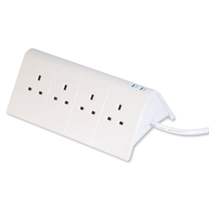 Surge Protection Socket 4 Way 6500 Max. Amps 1m White