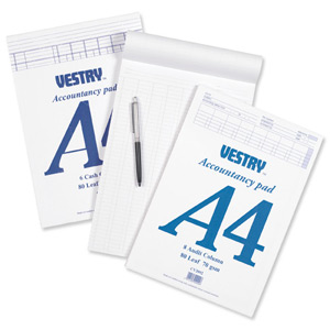 Vestry Accountants Pad 8 Cash Column 80 Leaf A4 Ref CV2064