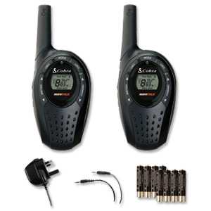 Cobra MT600 Walkie Talkie 2-Way Radio 8 Channels 5km Range AC Charger Ref SPPMR6002VPUK [Pack 2]