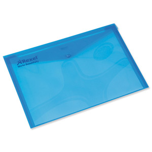 Rexel Popper Wallet Folder Polypropylene A4 Translucent Blue Ref 16129Bu [Pack 5] Ident: 196B