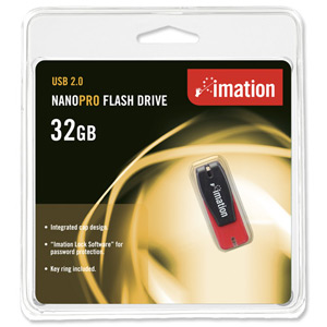 Imation Nano Pro Flash Drive USB 2.0 for MacOS9 or Windows 10000 Write Cycles 32GB Ref i24248 Ident: 578C