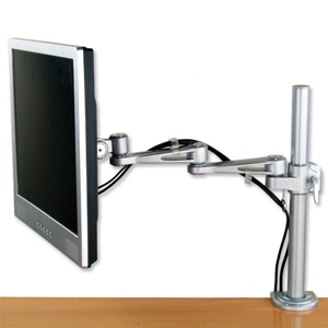 LCD Desktop Mount 2 Way Adjustable Monitor Arm Up To 22in Holds 10kg Silver