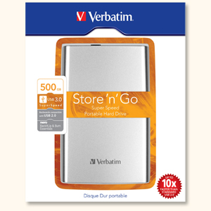 Verbatim Portable Hard Drive 2.5inch USB 3.0 Backup Software 480 Mb/s 500GB Ref 53021 Ident: 774B