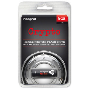 Integral Crypto Flash Drive USB 2.0 for Windows AES 256-bit Encryption 8GB Ref INFD8GBSPLCRYPTO
