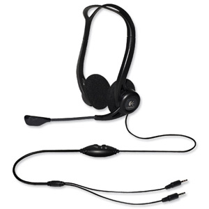 Logitech PC860 Stereo Headset Adjustable Microphone Boom 3.5mm Audio Jack In-line Controls Ref 981-000094