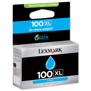 Lexmark No. 100XL Return Program Inkjet Cartridge High Yield Page Life 600pp Cyan Ref 14N1069E