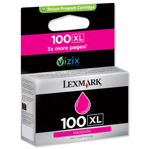 Lexmark No. 100XL Return Program Inkjet Cartridge High Yield Page Life 600pp Magenta Ref 14N1070E Ident: 823I