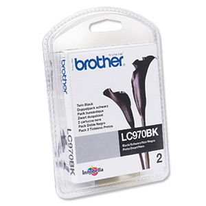 Brother Inkjet Cartridge Page Life 700pp Black Ref LC970BKBP2 [Pack 2] Ident: 791F