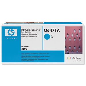 Hewlett Packard [HP] No. 502A Laser Toner Cartridge Page Life 4000pp Cyan Ref Q6471A Ident: 817F