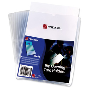 Rexel Card Holder Polypropylene Wipe-clean Top-opening A4 Ref 12092 [Pack 25] Ident: 230D
