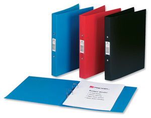 Rexel Budget Ring Binder Semi-rigid Polypropylene 2 O-Ring 25mm Size A4 Black Ref 13422BK [Pack 10] Ident: 217F