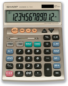 Sharp Calculator Tax Desktop Tax Battery/Solar-power 12 Digit 106x177x19mm Ref EL792C Ident: 662B