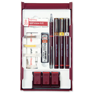 Rotring Rapidograph College Set with 3 Pens 0.25/0.35/0.5mm 1 Mechanical Pencil 0.5mm Ref S0699530 Ident: 110B