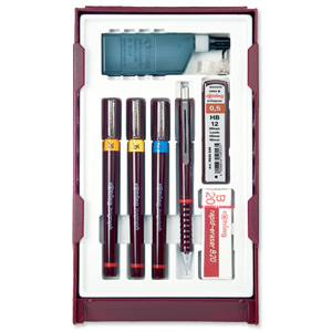 Rotring Isograph College Set with 3 Pens 0.25/0.35/0.5mm 1 Mechanical Pencil 0.5mm Ref S0699380