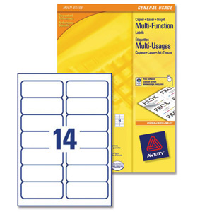 Avery Multifunction Copier Labels 14 per Sheet 105x42.3mm White Ref 3653 [1400 Labels]