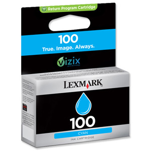 Lexmark No. 100 Inkjet Cartridge Return Program Page Life 200pp Cyan Ref 14N0900E Ident: 823I