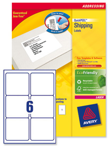 Avery Addressing Labels Laser Jam-free 6 per Sheet 99.1x93.1mm White Ref L7166-100 [600 Labels] Ident: 135A