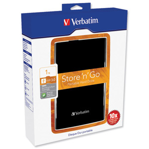 Verbatim Store n Go Portable Hard Drive USB 3.0 Backup Software 1TB Black Ref 53018 Ident: 774B