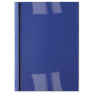 GBC Thermal Binding Covers 1.5mm Front PVC Clear Back Leathergrain A4 Royal Blue Ref IB451003 [Pack 100]