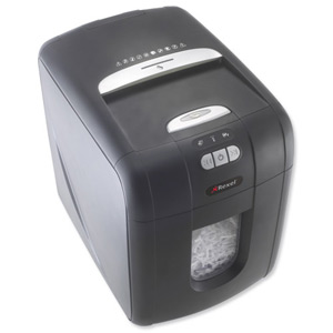 Rexel AutoPlus 100 Shredder DIN 3 Confetti Cross Cut 4x50mm 100x 80gsm 27 Litre 19kg Ref 2102559 Ident: 654E