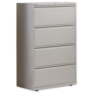 Bisley Side Filing Cabinet 4-Drawer W800xD470xH1301-1325mm Goose Grey Ref SF4N Ident: 460A