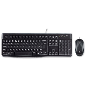 Logitech MK120 UK Desktop Wired USB Keyboard Low-profile Keys and Optical Mouse Ref 920-002552 Ident: 735A