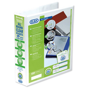 Elba Presentation Ring Binder PVC 4 D-Ring 50mm Capacity A4 White Ref 400008433 [Pack 4] Ident: 221A