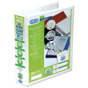 Elba Presentation Ring Binder PVC 4 D-Ring 50mm Capacity A4 White Ref 400008433 [Pack 4]