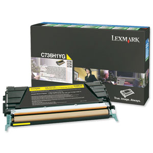 Lexmark Laser Toner Cartridge Page Life 10000pp Yellow Ref C736H1YG Ident: 825G