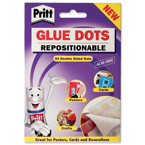 Pritt Glue Dots Acid-free on Backing Paper Repositionable 64 per Wallet Ref 1444965 [Pack 12]