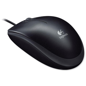 Logitech B110 Mouse USB Wired Optical 800dpi 3-Button Cable 1.8m Black Ref 910-001246 Ident: 736C