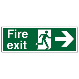 Stewart Superior Fire Exit Sign Man and Arrow Right 450x150mm Self-adhesive Vinyl Ref SP121SAV Ident: 546A