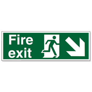 Stewart Superior Fire Exit Sign Man and Arrow Down Right 450x150mm Self-adhesive Vinyl Ref SP123SAV Ident: 546A