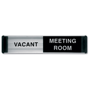 Sliding Door Sign Meeting Room Vacant/Engaged W255xH52mm Aluminium and PVC Ident: 552B