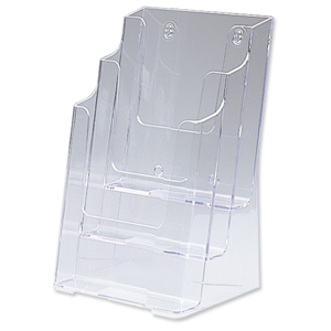 Literature Display Holder Multi Tier for Wall or Desktop 3 x 1/3 A4 Pockets Clear Ident: 291D