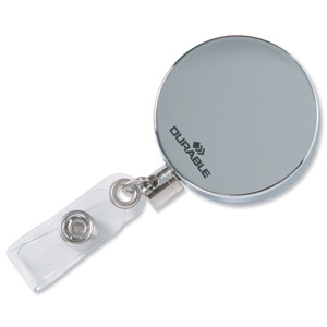 Durable Badge Reel with Belt Clip and Retractable Cord Chrome Ref 8225/23 [Pack 10] Ident: 284H